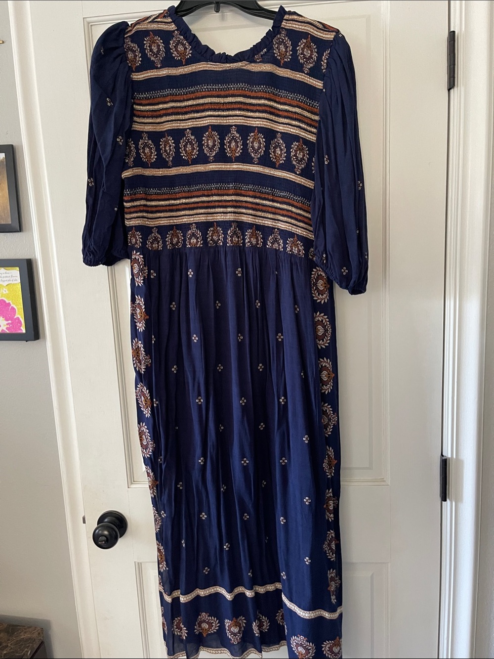 Matilda Jane Navy Maxi Dress with Rust and Cream Embroidery